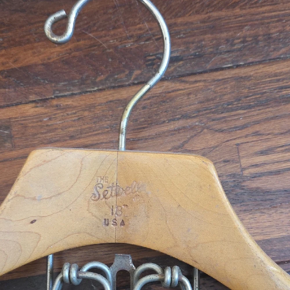Vintage Wooden Suit Hangers with Clips